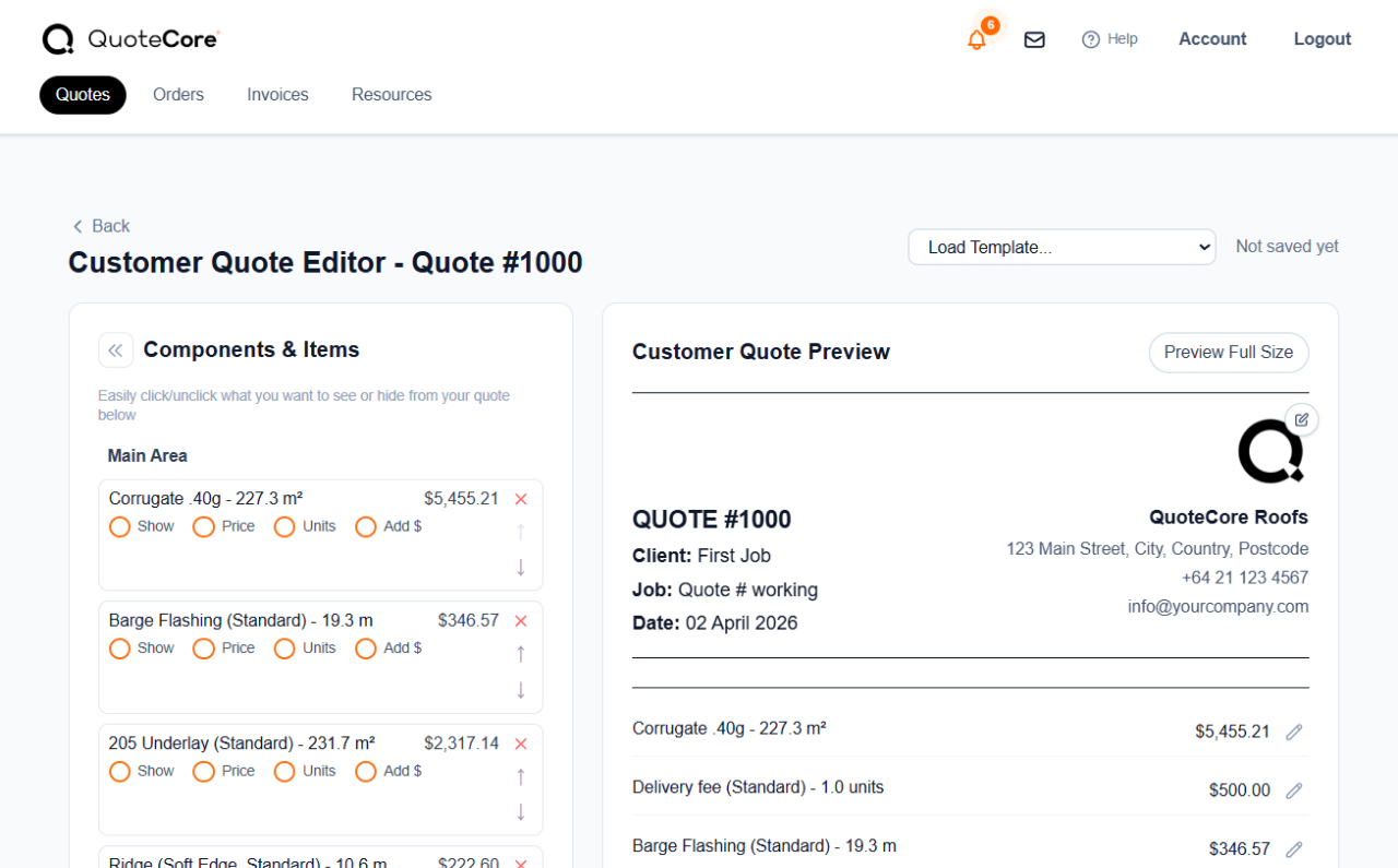 Quote builder